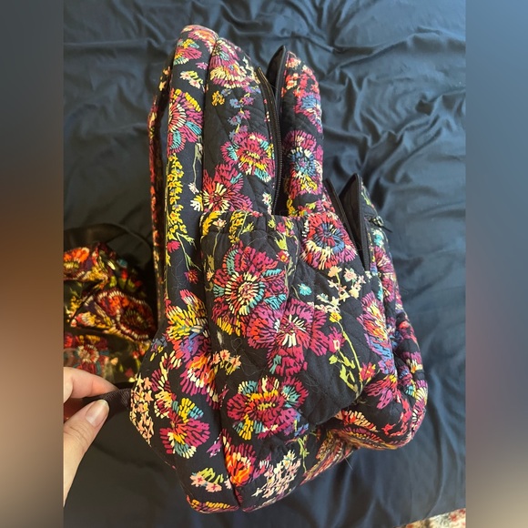 Vera Bradley Campus Backpack and Lunch Tote Bundle Midnight Wildflowers